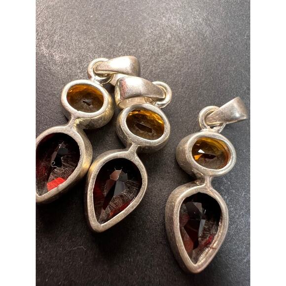 NEW citrine and garnet sterling silver pendant - Picture 7 of 10